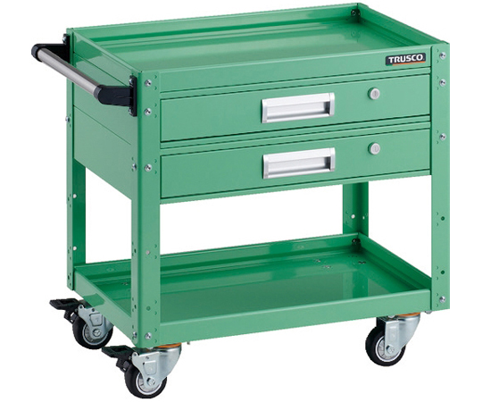 ツールワゴン イーグルワゴン 600×400 2段引出付 ウレタン4輪自在 ヤンググリーン