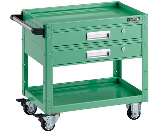 ツールワゴン イーグルワゴン 600×400×H600 2段引出付 ウレタン車輪 ヤンググリーン