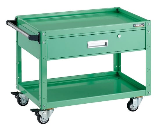 ツールワゴン イーグルワゴン 750×500×H600 引出付 ウレタン4輪自在 ヤンググリーン