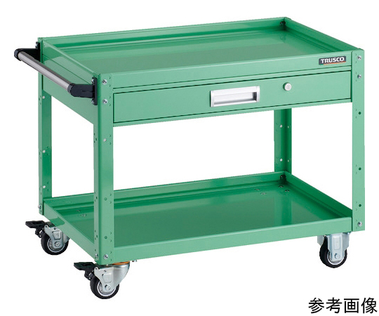 ツールワゴン イーグルワゴン 750×500×H600 引出付 ウレタン車輪 ヤンググリーン