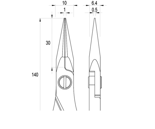 64-8504-09 ESD精密プライヤー 半丸 ロング 140mm ES6023-CR-BG-IT