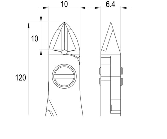 64-8506-55 ESD精密ニッパ タングステン長円形 フラッシュ刃 125mm