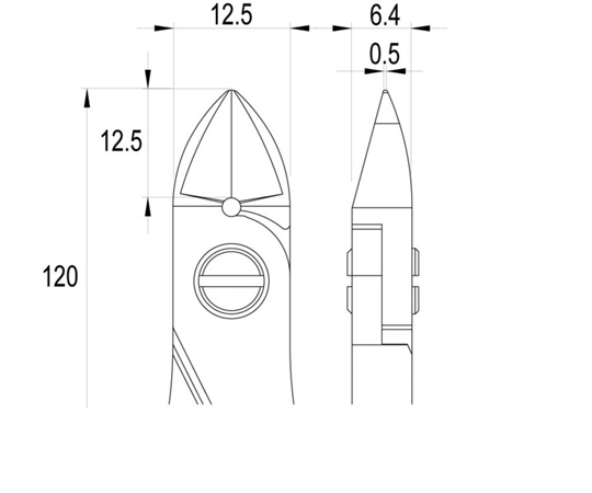 ESD精密ニッパ　長円形　大　セミフラッシュ刃　120mm