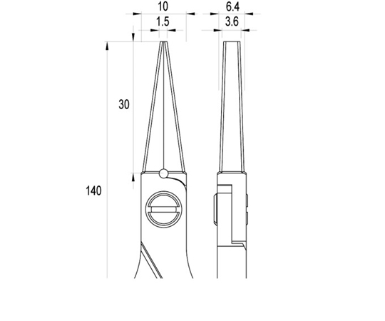 64-8506-81 ESD精密プライヤー 直爪・平 ロング 140mm ES6013-CR-BG-IT