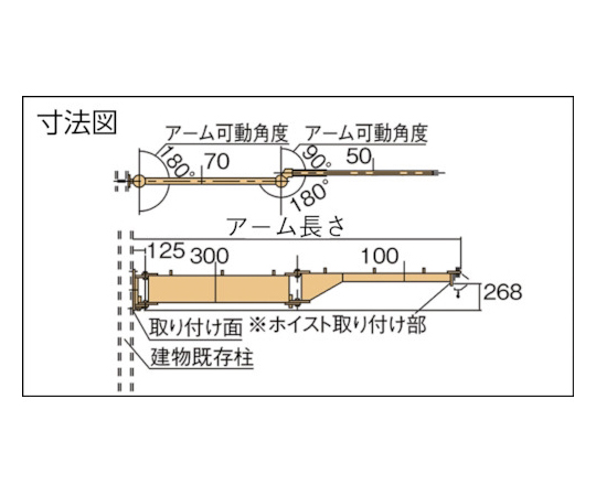 64-8567-21 二速型電動チェーンブロック付ジブクレーン 柱取付