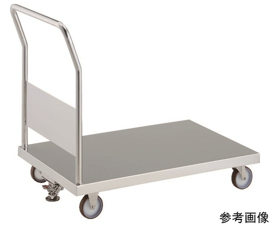 ｵｰﾙｽﾃﾝﾚｽ製運搬車 抗菌ｽﾃﾝﾚｽ天板台車 (固定ﾊﾝﾄﾞﾙﾀｲﾌﾟ･ﾅｲﾛﾝｳﾚﾀﾝ車輪) 1200×750 ｽﾄｯﾊﾟｰ付 KAS-1-100NU-S