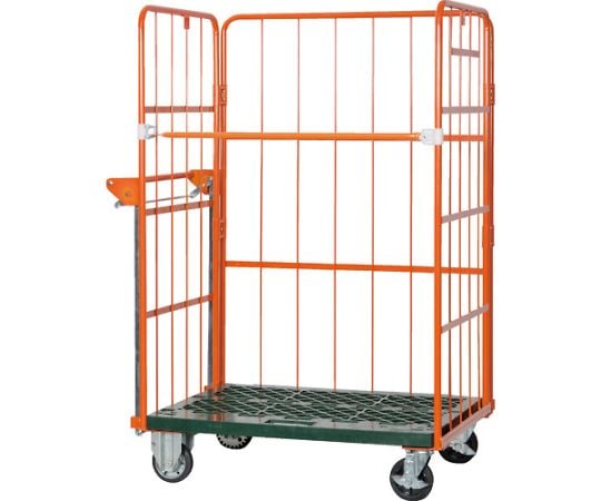 ハンドブレーキ付きカゴ車"オレンジテナーオートブレーキ"　1100X800XH1700