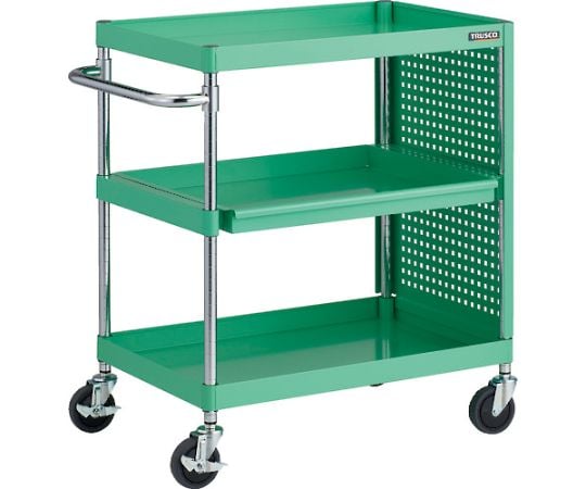 フェニックスワゴン　抗菌　省音　750X500　スライド1段　側面パネル付　YG色