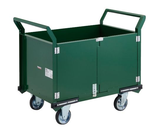 鋼鉄製運搬車　900X600　観音扉付　プレス車輪