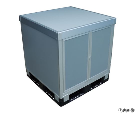 パレットボックス スタックカーゴ1面観音扉・3面パネルタイプ 1100×1100×H400
