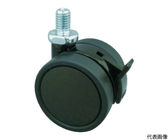 ねじ込み双輪キャスター　エラストマ-車輪　自在ストッパー付　Φ60　M10