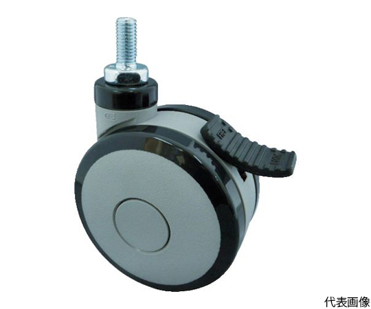 ねじ込み双輪キャスター　エラストマ-車輪　自在ストッパー付　Φ100　M10