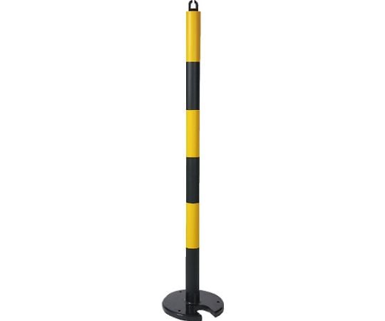 やわらかゴムポール　イエロー・ブラック　128cm　アンカー穴10mm付　屋内型タイプ