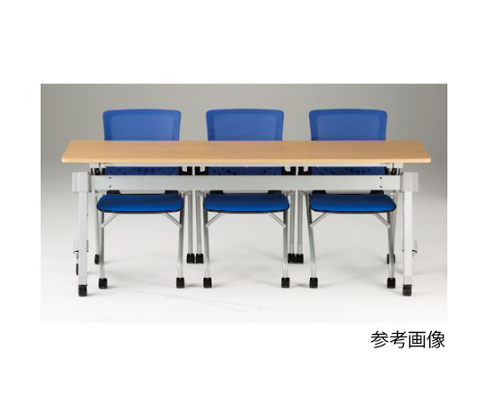 64-8730-08 折りたたみ会議テーブル パネル付 1800X600 天板ホワイト 