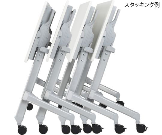 64-8730-08 折りたたみ会議テーブル パネル付 1800X600 天板ホワイト 