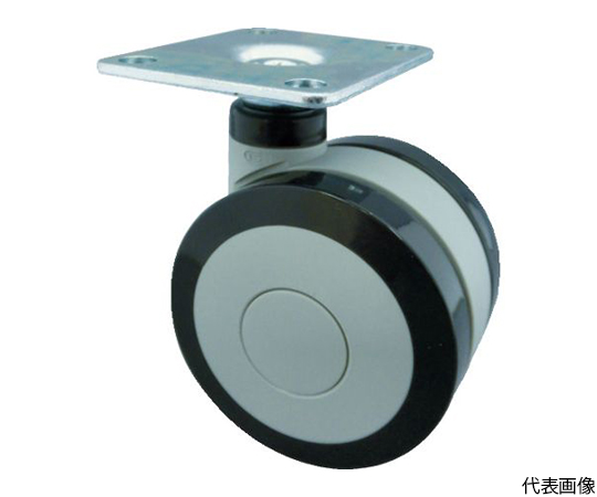 プレート式双輪キャスター　エラストマ-車輪　自在　Φ75