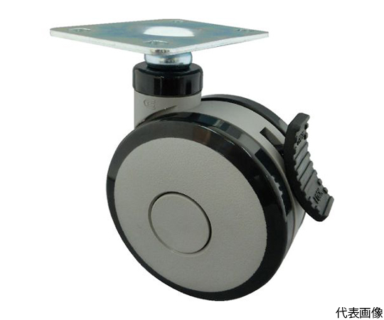 プレート式双輪キャスター　エラストマ-車輪　自在ストッパー付　Φ75