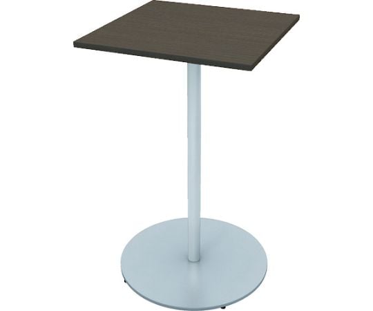 64-8734-69　ハイテーブル（角型） 600×600×1000 天板色ファインウォールナットD 支柱シルバーメタリック　TRA-066HH-Z517
