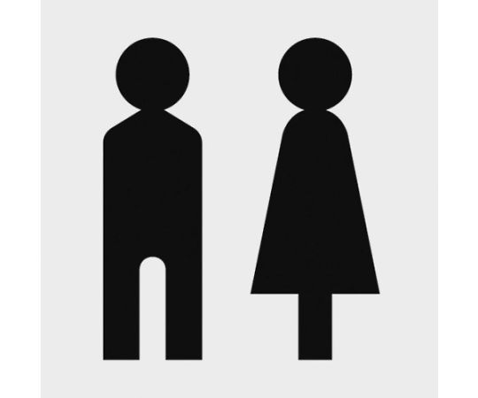 マークステッカー　100×100　「トイレ」マーク　透明地　黒文字　1枚入