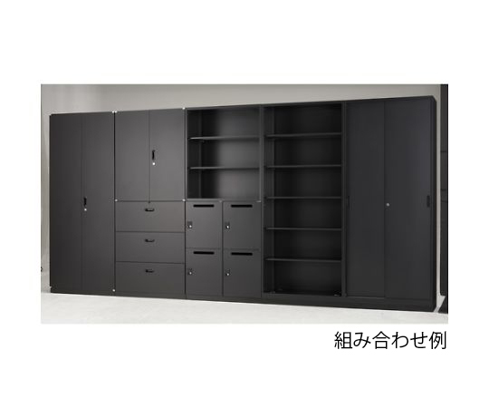 ユニット型壁面書庫　両開き　H2160　アジャスター付　BK色　UHBK-21B