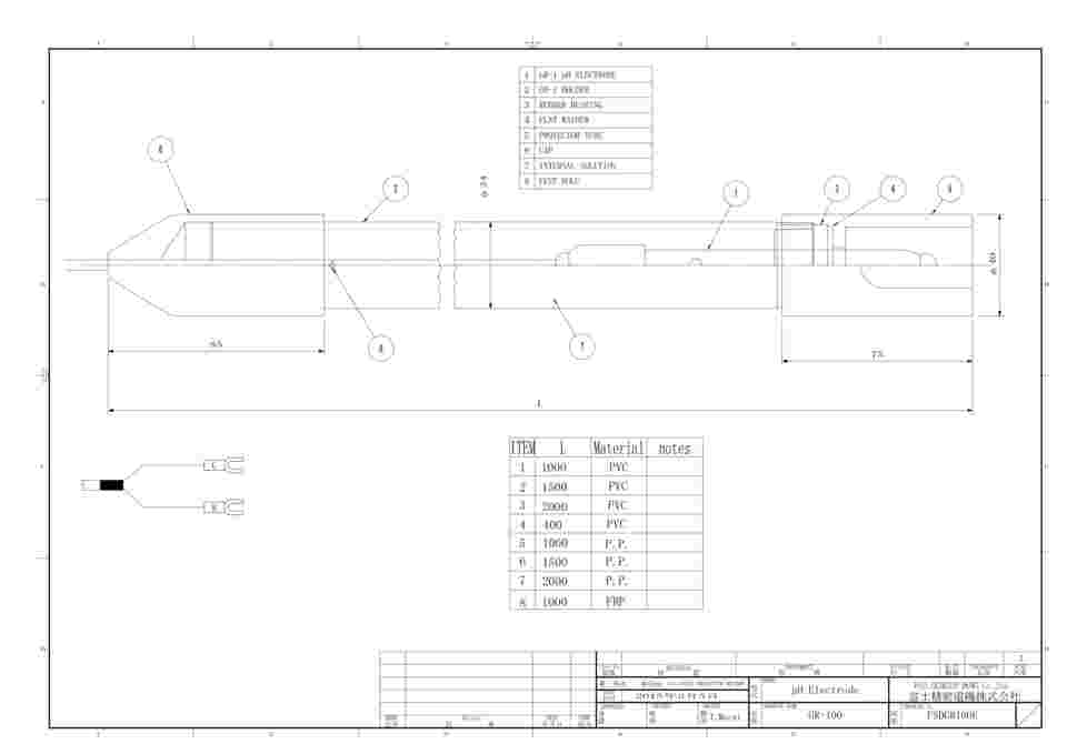 64-8852-59 ホルダー付きpH電極 浸漬型（ガラス複合電極） （全長：1m