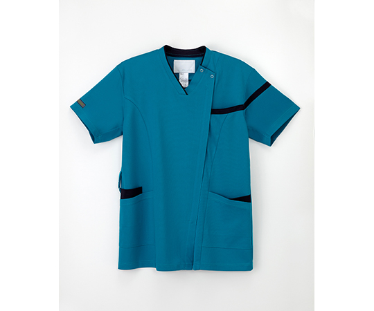 男女兼用スクラブ　ターコイズ＋ネイビー　LL