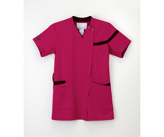 男女兼用スクラブ　ディープピンク＋ボルドー　L