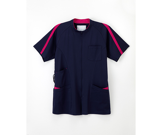 男女兼用上衣　ネイビー＋ピンク　M