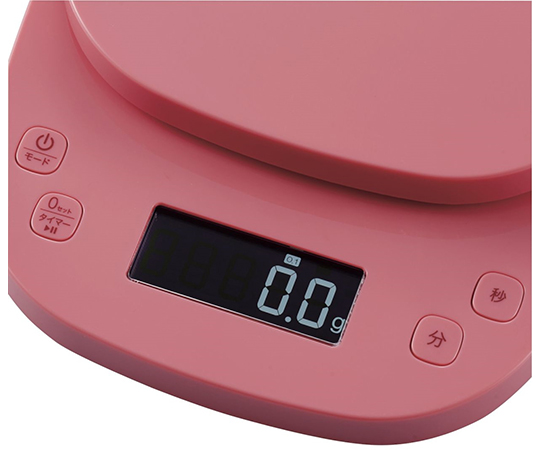 ［取扱停止］キッチンスケール　タイマー付　最大2kg　最小0.1g表示　ピンク HCS-KS03PN
