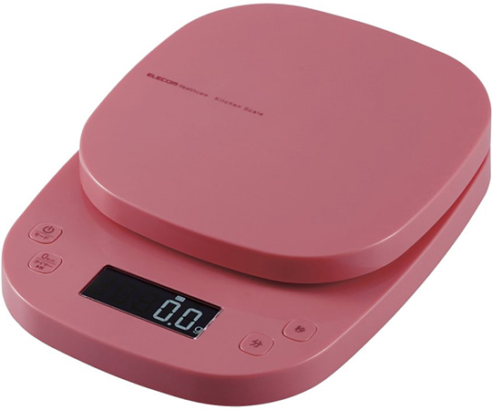 ［取扱停止］キッチンスケール　タイマー付　最大2kg　最小0.1g表示　ピンク HCS-KS03PN