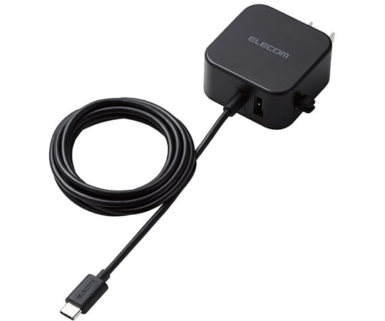 AC充電器　スマホ・タブレット用　2.4A出力　Type-C　USB-C　ケーブル一体型　1.5m　USB-Aメス1ポート　おまかせ充電搭載　ブラック