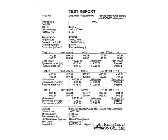 64-8894-55 Nichipet PremiumLT (0.5～10μL) JCSS校正証明書付 00-NLT