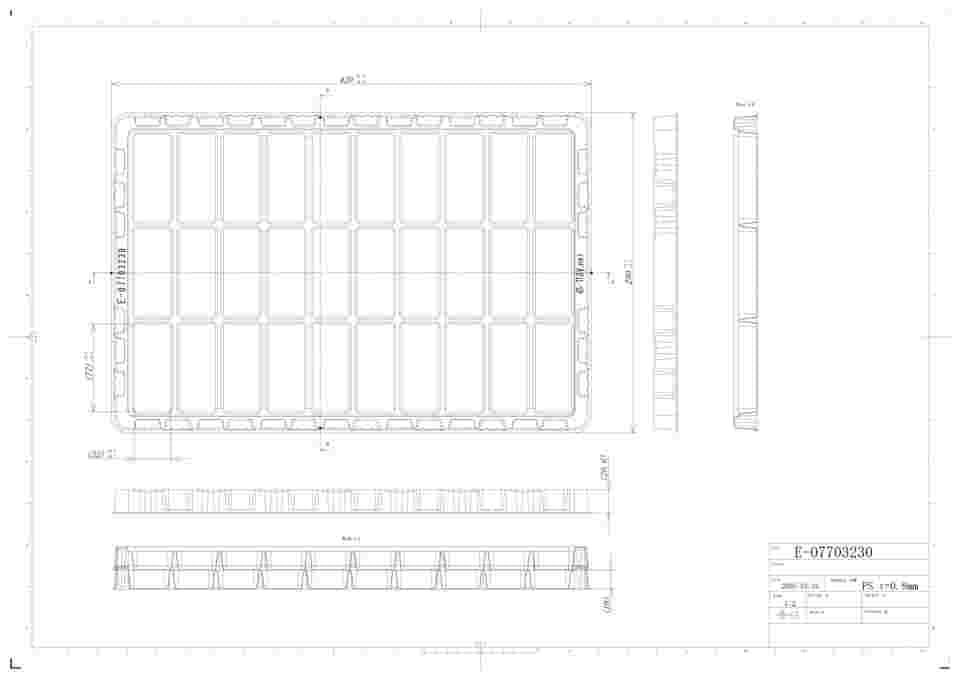64-8897-89 部品トレー 280mm×420mm 導電PS 黒 0.5mm 50個入 E07703230