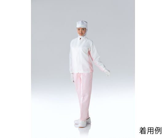 クリーン上着（女性用）　白×ピンク　L