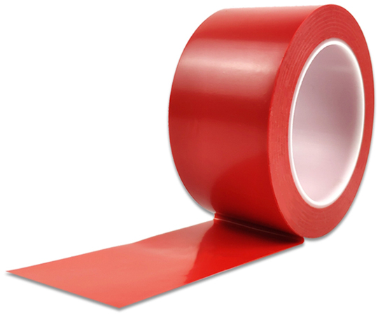 厚手PVCラインテープ 幅50mm×22m 厚0.2mm はく離紙なし 樹脂芯 赤