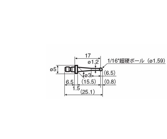 RONDCOM用測定子（汎用）　全長25.1mm　先端φ1.6