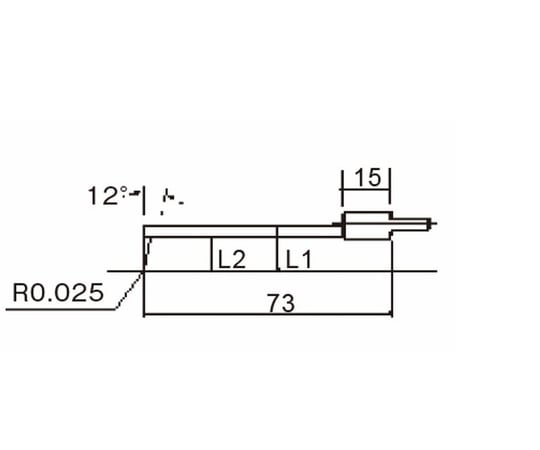 輪郭用高剛性触針（小穴測定）　全長73mm　先端長さ1.5mm