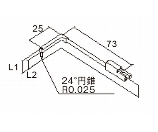 輪郭用高剛性触針（ねじれ面オフセット測定）　全長73mm　先端長さ1.5mm