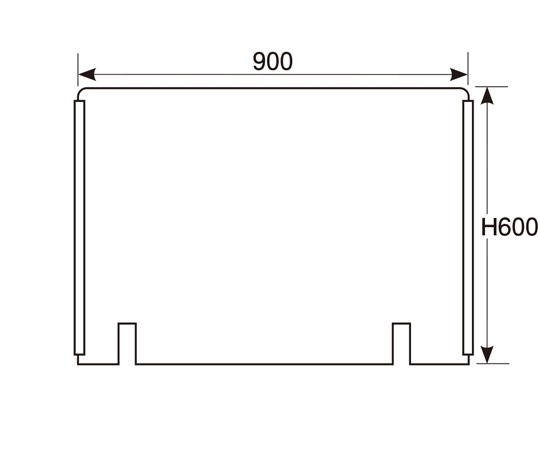 アクリル板 切り込みタイプ スライドカバー付 900×600H E110-205-40