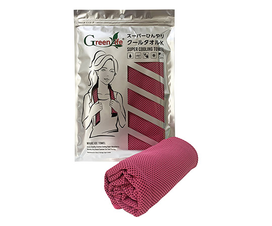 スーパーひんやりクールタオルK　バラーレッド　2枚入