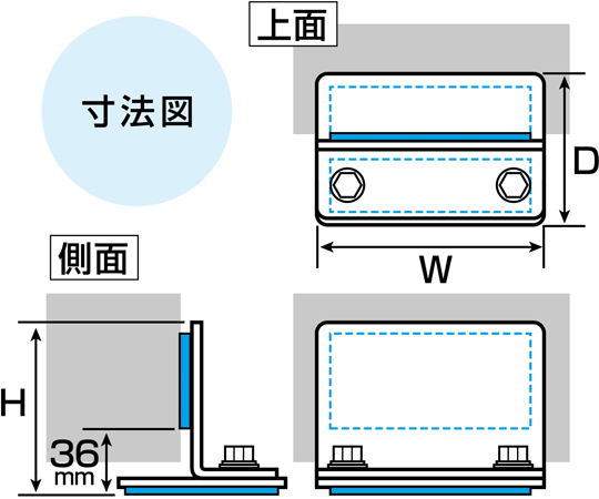 側面装着型耐震金具PSDシリーズ　T型タイプ　80×210×91mm PSD504R-S-Tｶﾞﾀﾋｮｳｼﾞｭﾝ