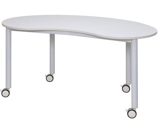 キャスターテーブル　ホワイト脚　豆型　ホワイト