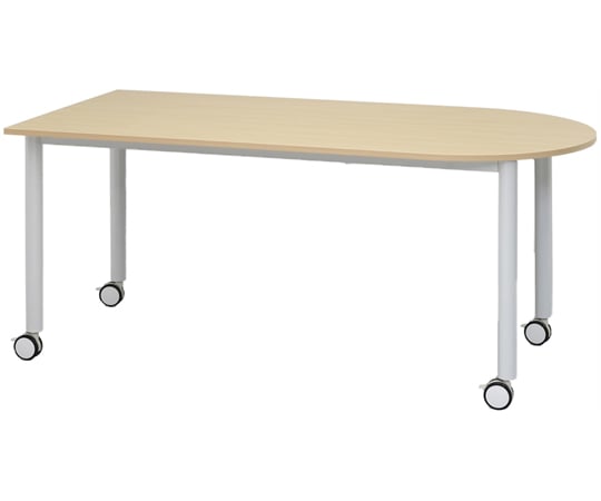 キャスターテーブル　ホワイト脚　U字形　ナチュラル