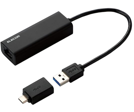 有線LANアダプタ　2.5G対応　Type-C変換アダプタ付　ブラック