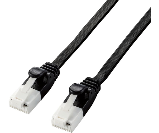 LANケーブル　CAT6A準拠　爪折れ防止　フラット　7.0m　ブラック