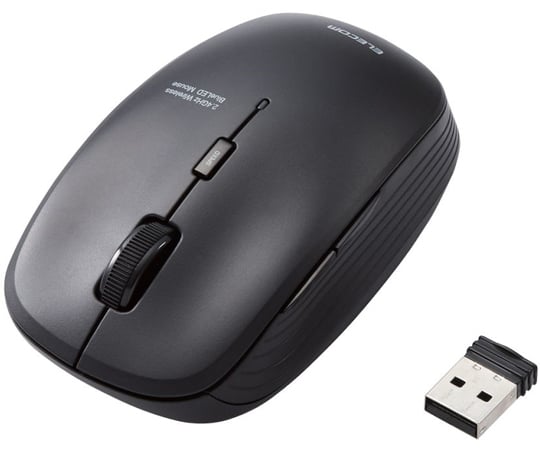 BlueLEDマウス　無線　5ボタン　静音　抗菌　ブラック