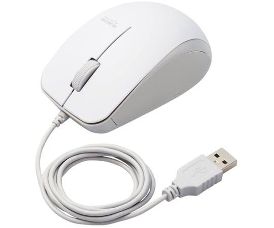 BlueLEDマウス　有線　3ボタン　サイドラバー　抗菌　ホワイト