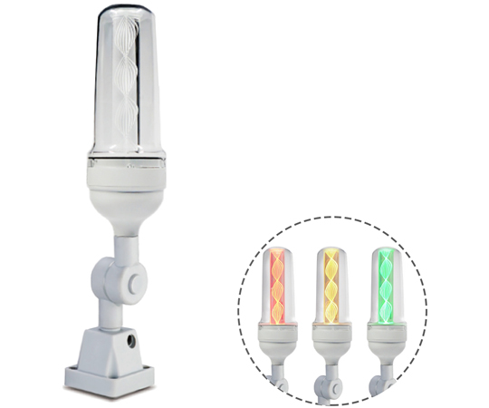 導光柱式LEDアラームライト 樹脂台座 可倒式 ブザー有り