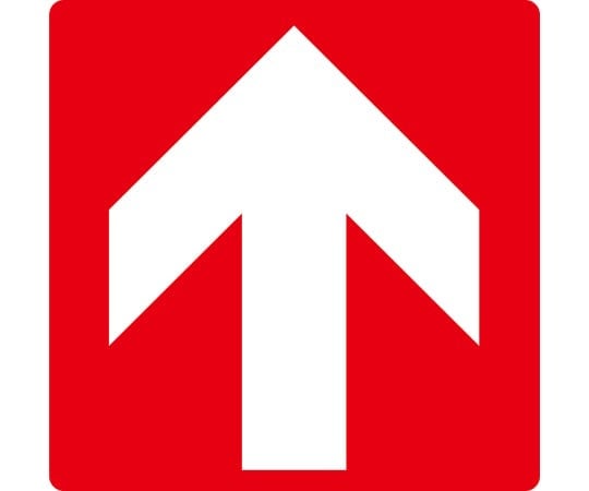 階段蹴込み板用標示ステッカー　矢印　STPS-7　赤　100×100mm　4枚組　エンビ