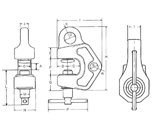 64-9311-17 ねじ式クランプ 使用荷重 100～500kg 有効板厚 1～25mm SBB